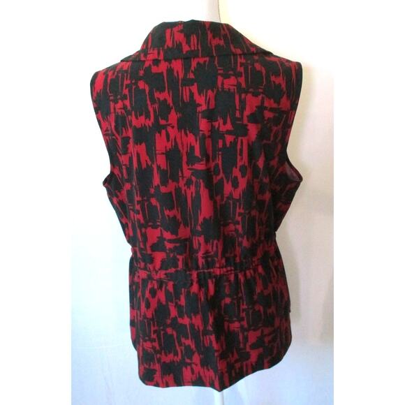 Chico's Weekends Women's Sleeveless Red & Black Full Zip Lightweight Jacket Lg. - Picture 5 of 10